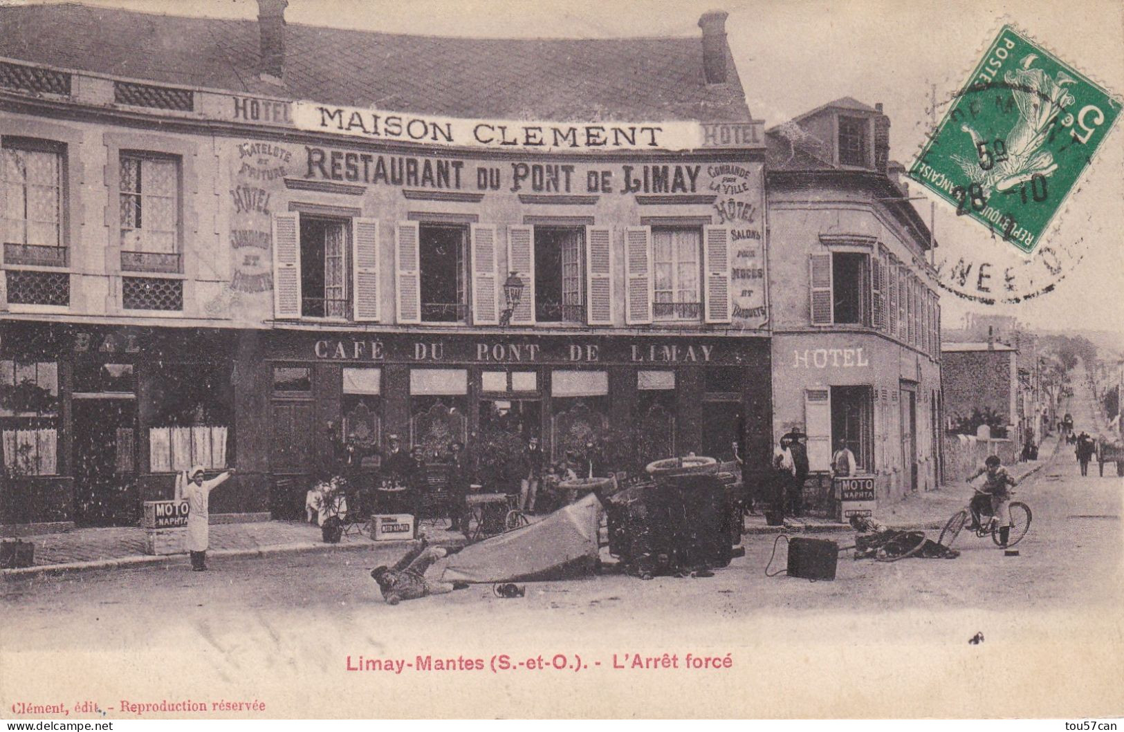 LIMAY  -  MANTES   -  YVELINES  -  (78)  -  CPA  ANIMEE  DE 1912  -   L'ARRÊT  FORCE. - Limay