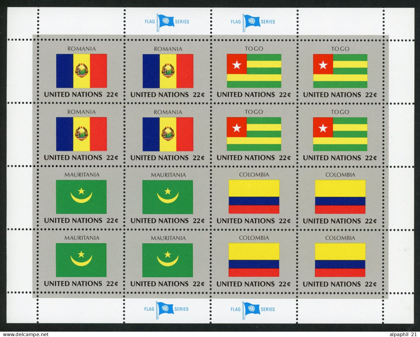 ONU NY Flag Series 1986 MNH Complete Set - Ungebraucht