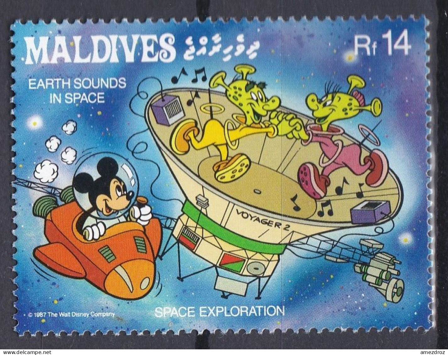 Maldives 1988 ** Exploration Spatiale - Personnages De Dessins Animés Walt Disney (A4) - Malediven (1965-...)