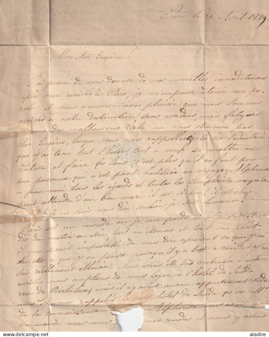 1829 - Lettre Pliée Avec Correspondance Familiale De PARIS Vers GAND GENT Belgique, Période Hollandaise - Taxe 40 - 1801-1848: Voorlopers XIX