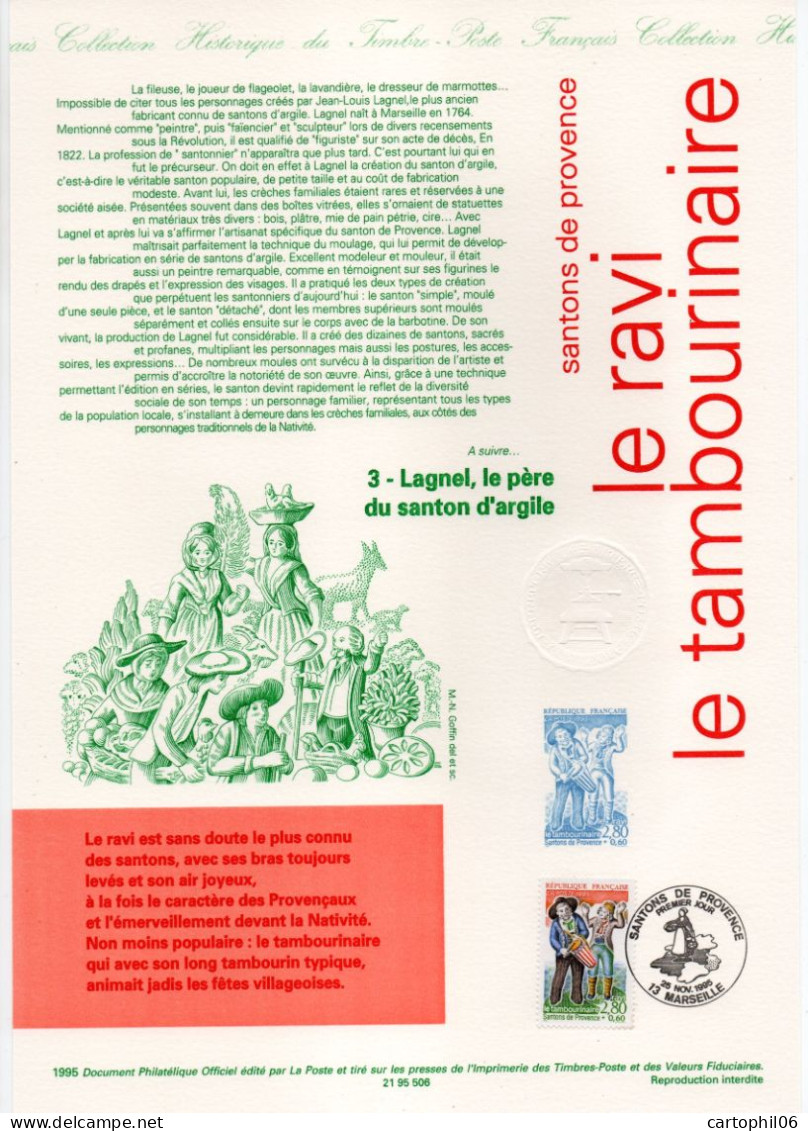 - Document Premier Jour LES SANTONS DE PROVENCE : Le Ravi, Le Tambourinaire - MARSEILLE 25.11.1995 - - Christianisme