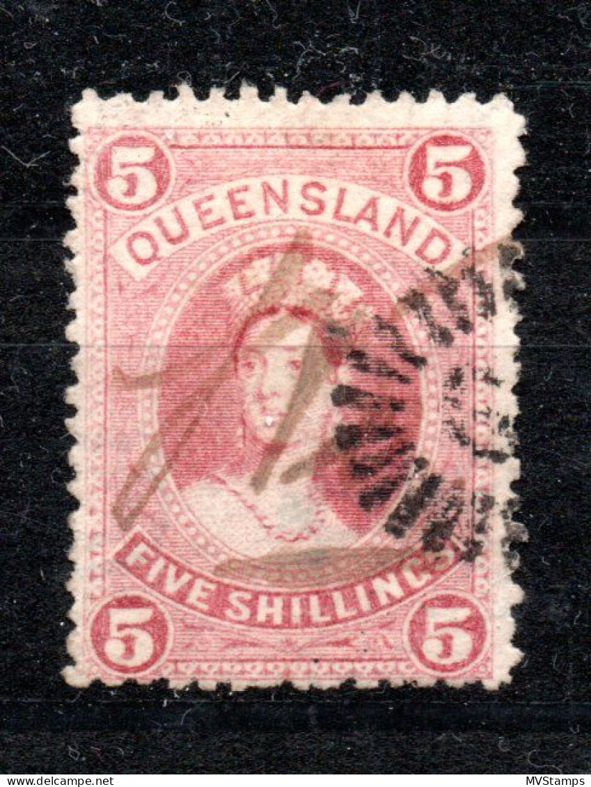 Queensland 1882 Old 5 Shilling Victoria Stamp Nice Used - Used Stamps