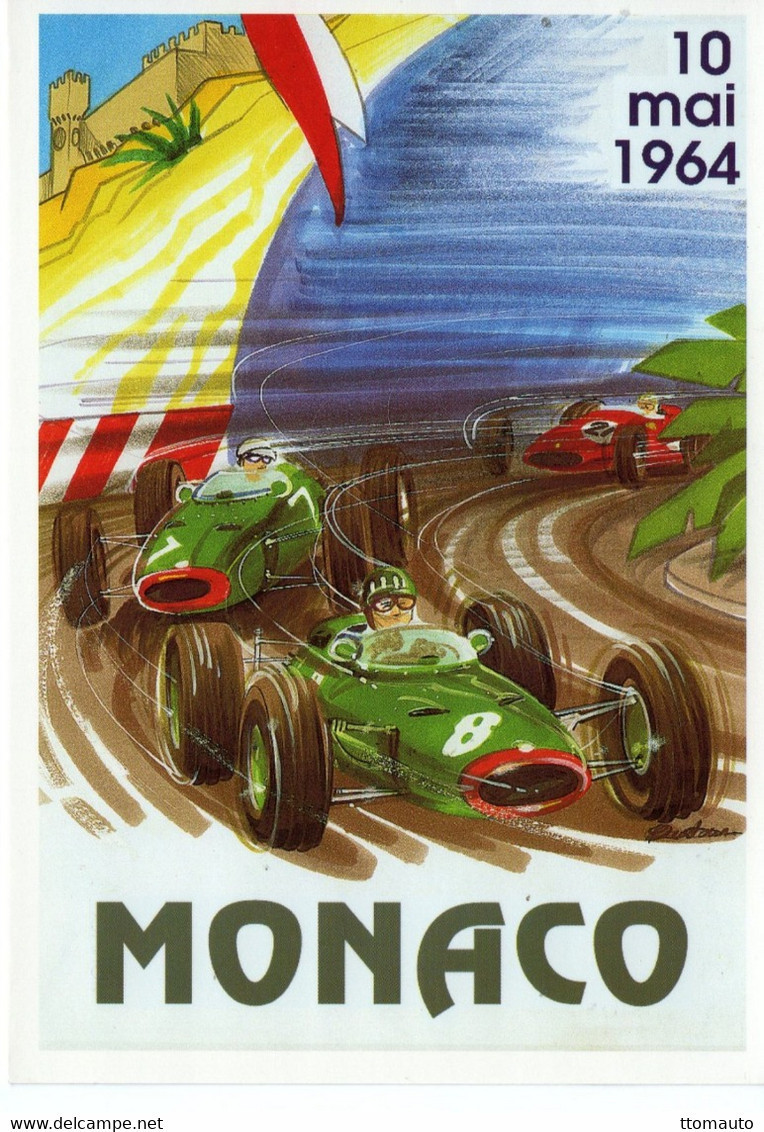 Monaco Grand Prix 1964  -  Reproduction D'affiche Publicité D'epoque  -  Carte Postale - Grand Prix / F1