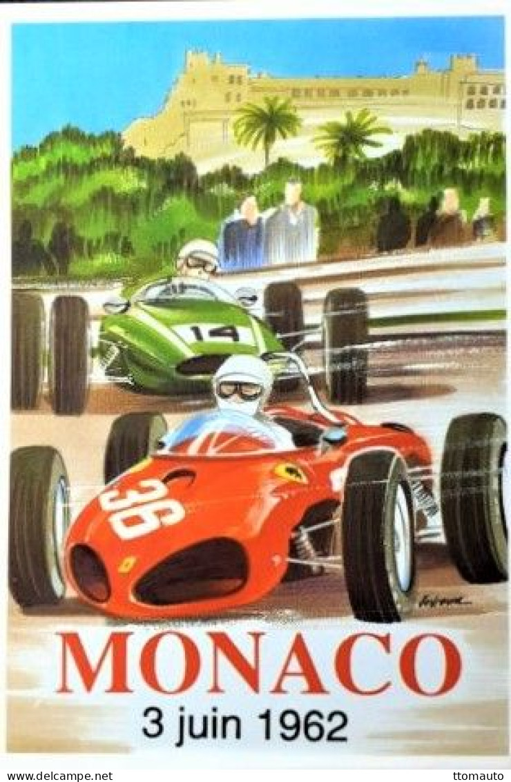 Monaco Grand Prix 1962 - Ferrari  -  Reproduction D'affiche Publicité D'epoque  -  Carte Postale - Grand Prix / F1