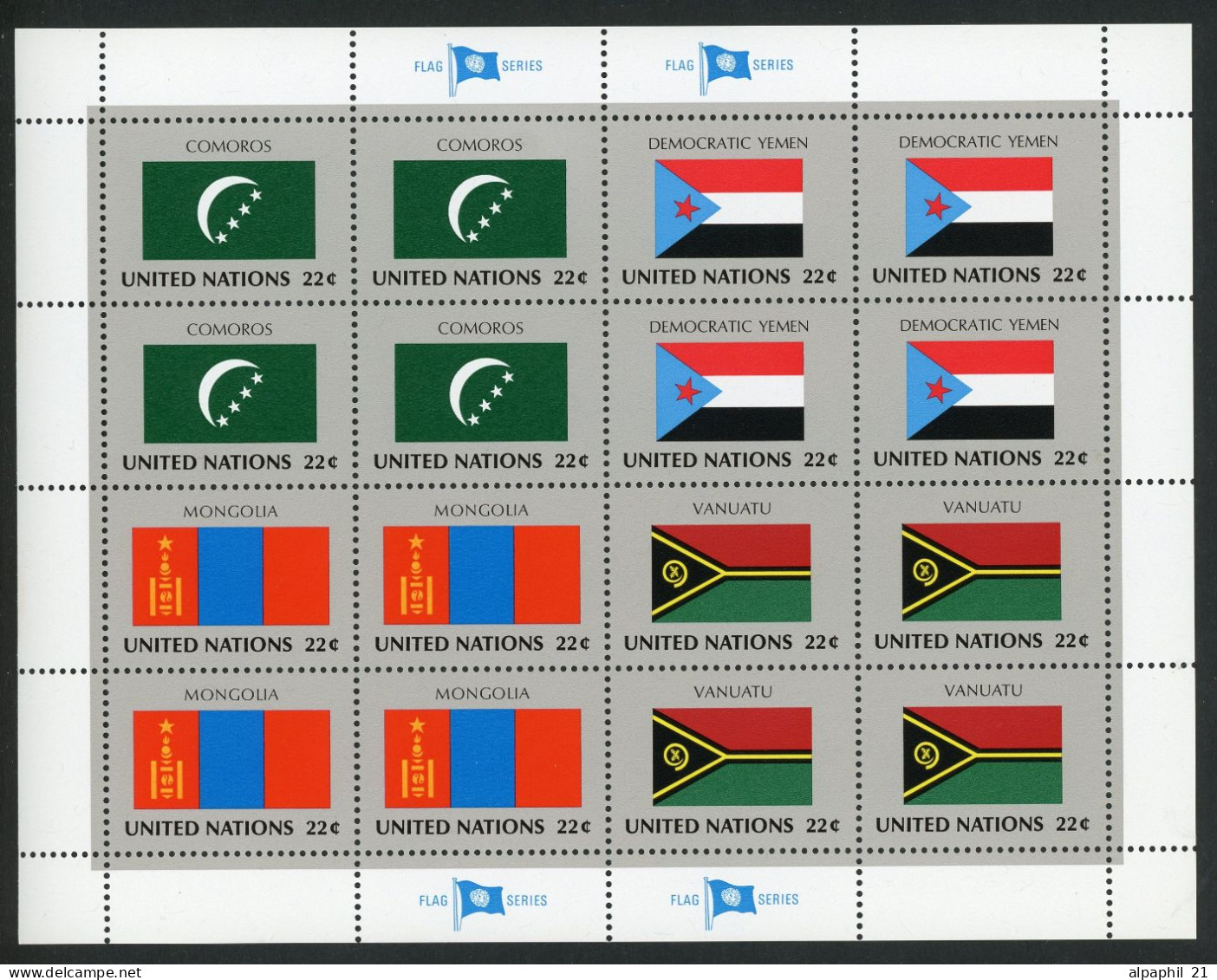 ONU NY Flag Series 1987 MNH Complete Set - Ungebraucht