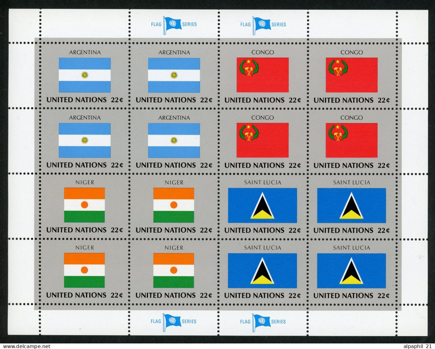 ONU NY Flag Series 1987 MNH Complete Set - Unused Stamps