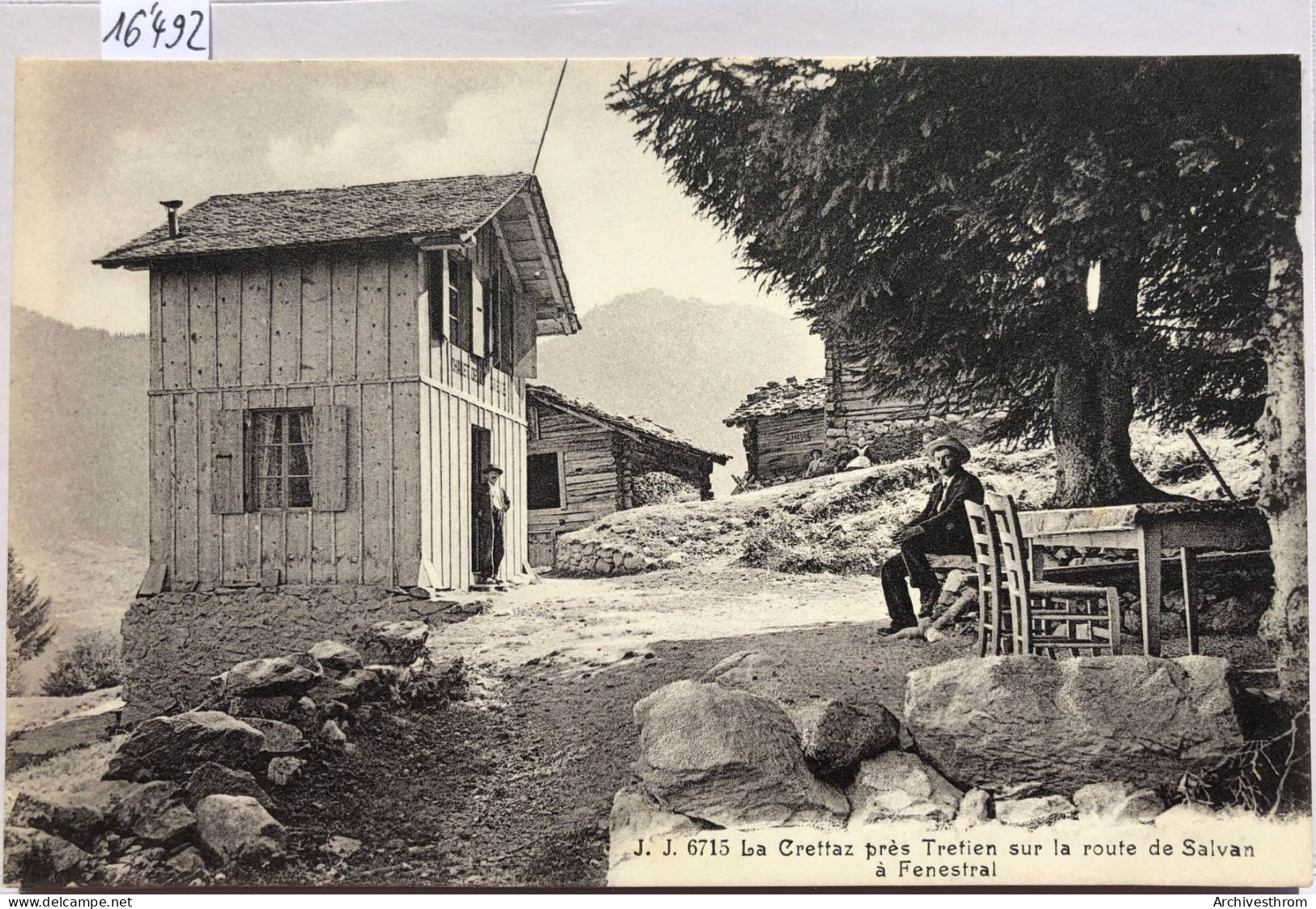 La Crettaz Près Tretien Sur La Route De Salvan à Fenestral, Vers 1920 - Bistrot Typique (16'492) - Salvan