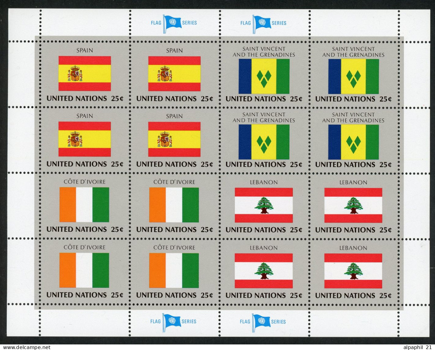 ONU NY Flag Series 1988 MNH Complete Set - Neufs