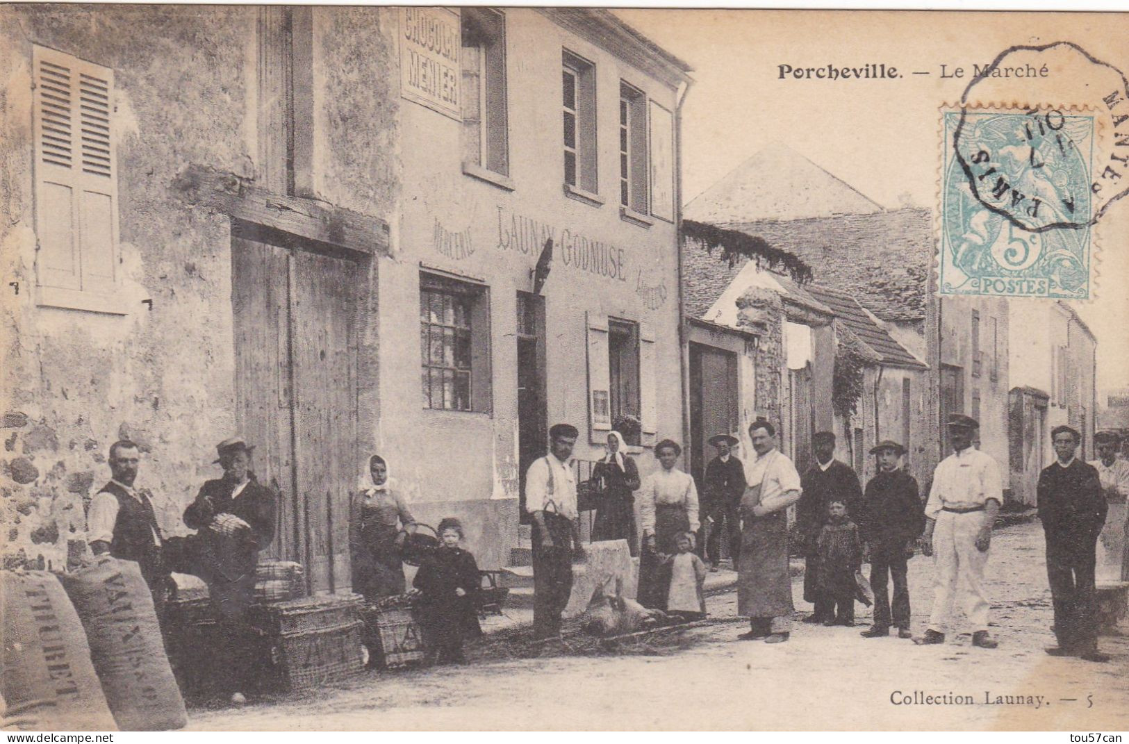 PORCHEVILLE   -   YVELINES  -   (78)  -  CPA  BIEN ANIMEE   -   LE  MARCHE. - Porcheville