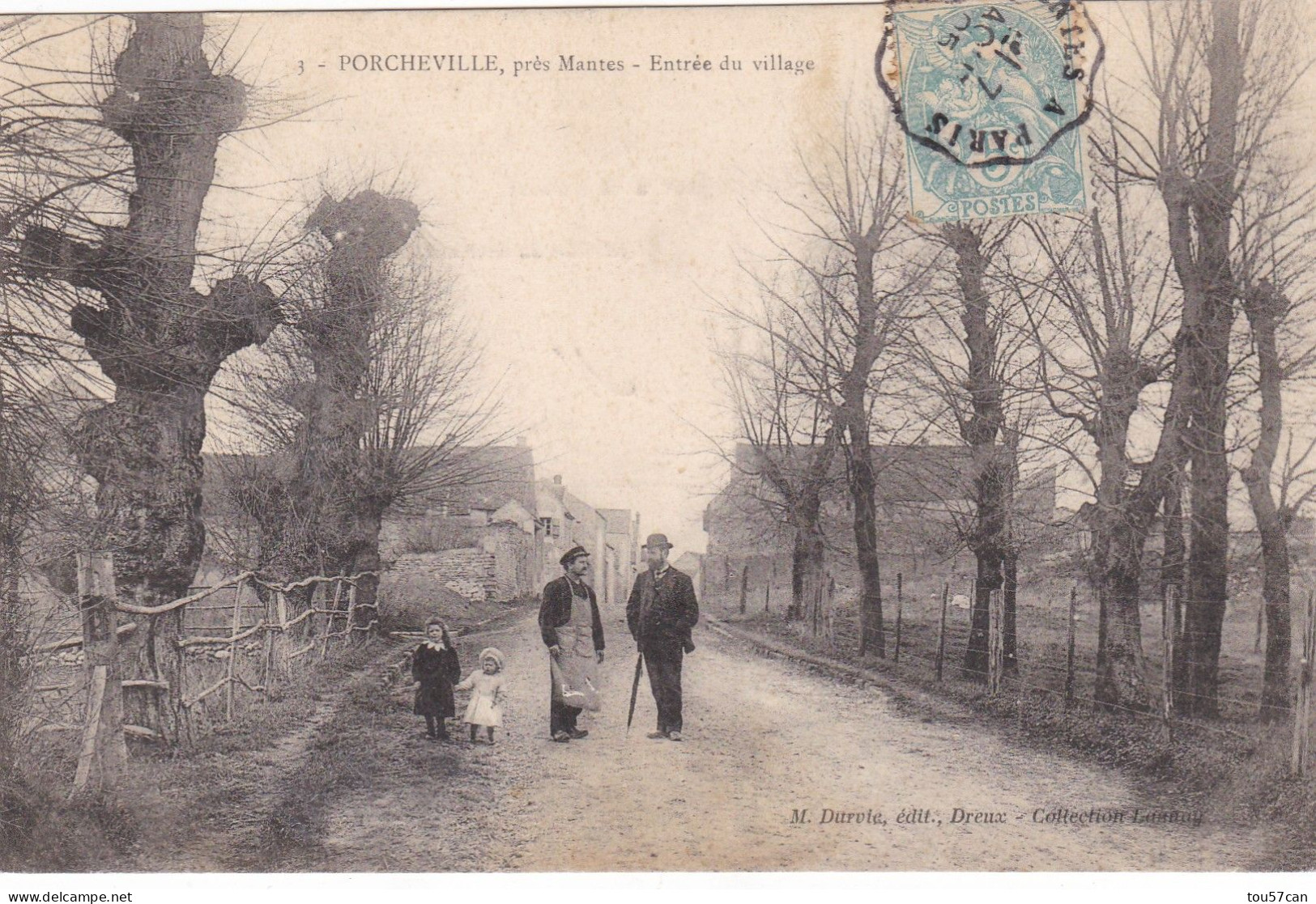PORCHEVILLE   -   YVELINES  -   (78)  -  CPA  ANIMEE DE  1905  -   L'ENTREE  DU VILLAGE. - Porcheville
