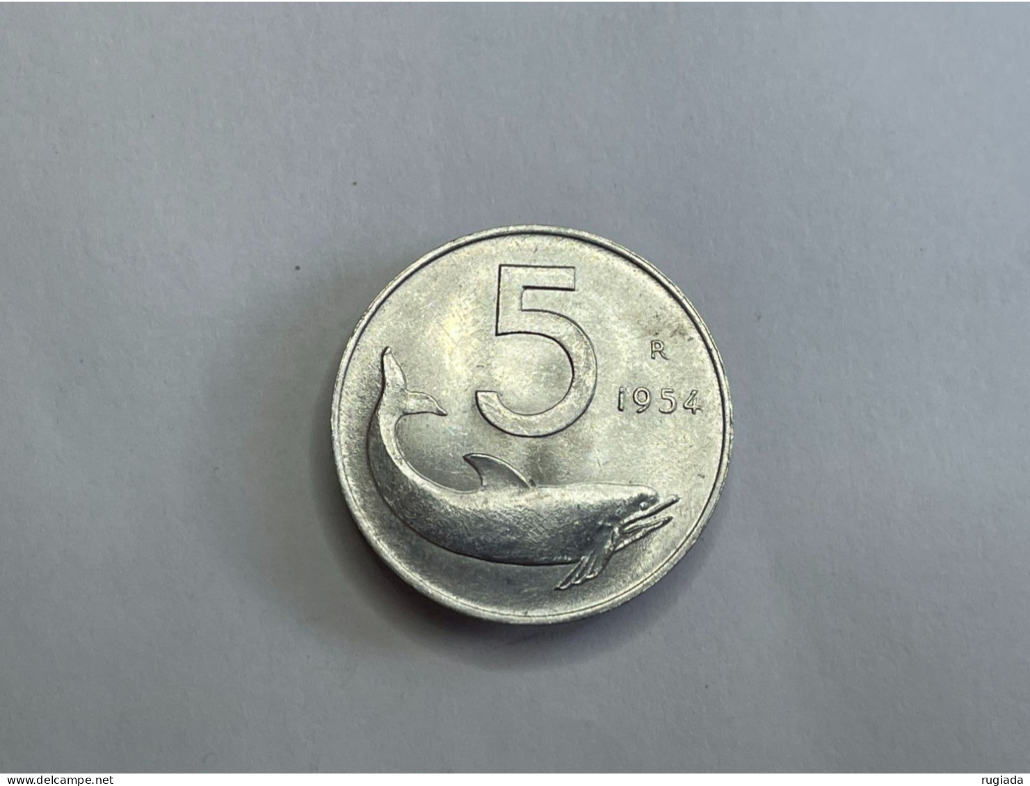 1954 Italy 5 Lire Aluminium Coin, MS Mint State - 5 Liras