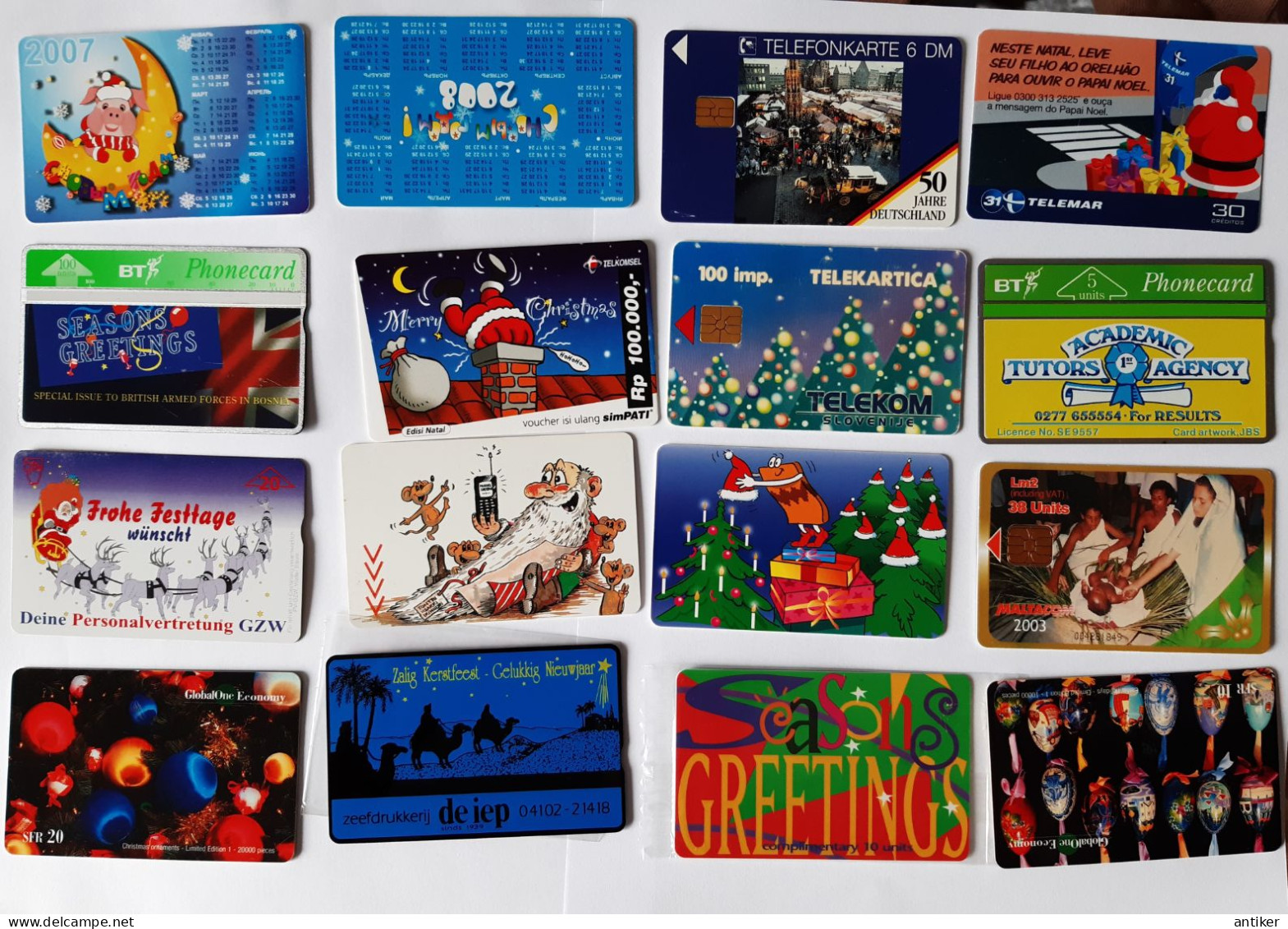 Different  Christmas Cards 44 Pcs Used - Christmas