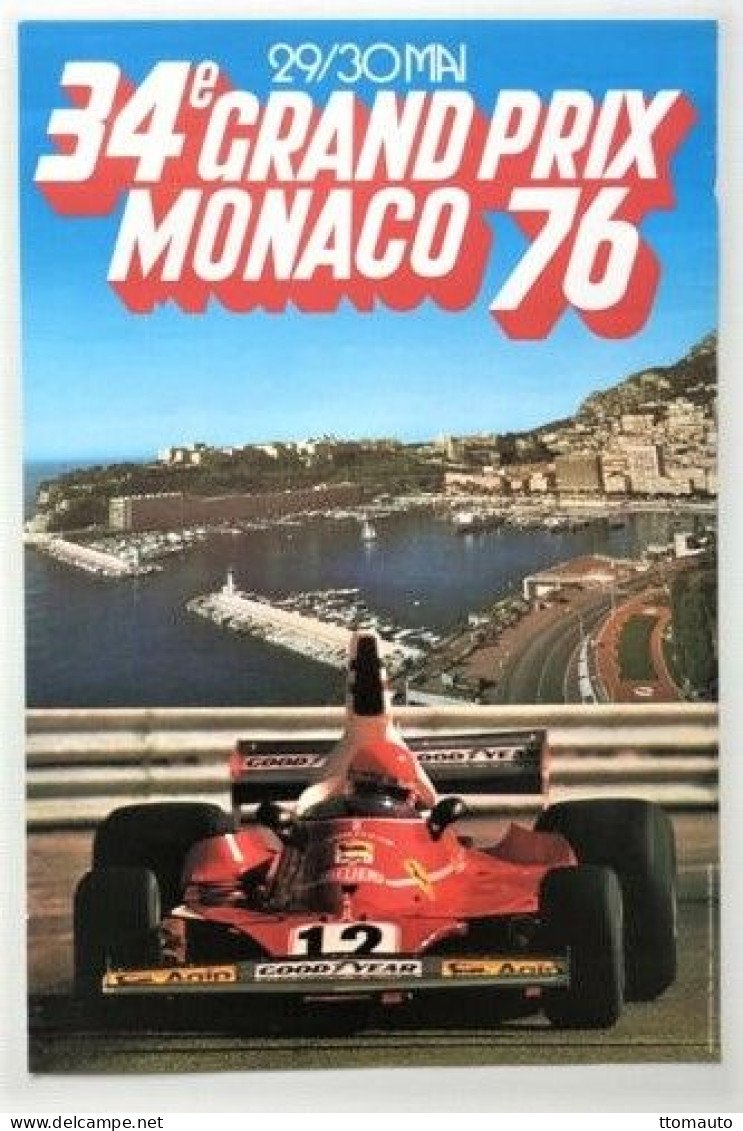 Monaco Grand Prix 1976 - Ferrari  -  Reproduction D'affiche Publicité D'epoque  -  Carte Postale - Grand Prix / F1