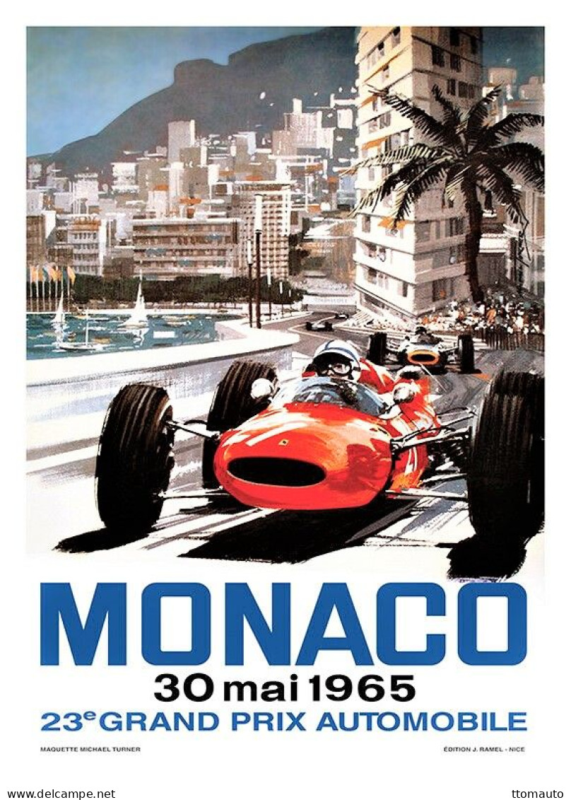 Monaco Grand Prix 1965 - Ferrari  -  Reproduction D'affiche Publicité D'epoque  -  Carte Postale - Grand Prix / F1