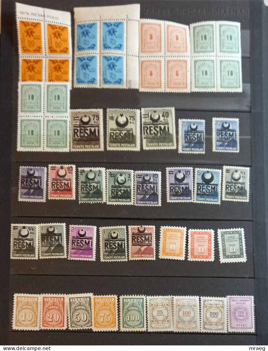 TURKEY REPUBLIC  1960-1979 OFFICIAL (RESMİ ) MNH,MLH,NG 50 STAMPS WITH 5 BLOCKS OF 4 - Ongebruikt