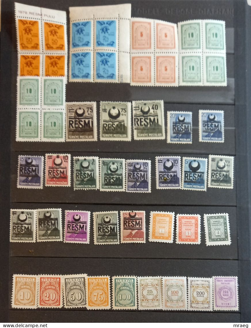 TURKEY REPUBLIC  1960-1979 OFFICIAL (RESMİ ) MNH,MLH,NG 50 STAMPS WITH 5 BLOCKS OF 4 - Unused Stamps