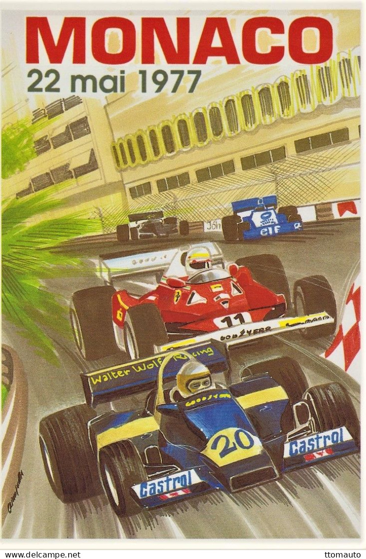 Monaco Grand Prix 1977 - Ferrari-Wolf  -  Reproduction D'affiche Publicité D'epoque  -  Carte Postale - Grand Prix / F1