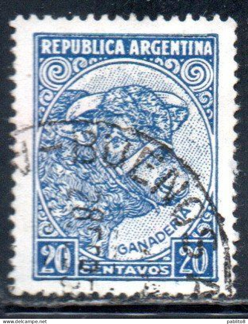 ARGENTINA 1945 1947 BULL CATTLE BREEDING 20c USED USADO OBLITERE' - Used Stamps