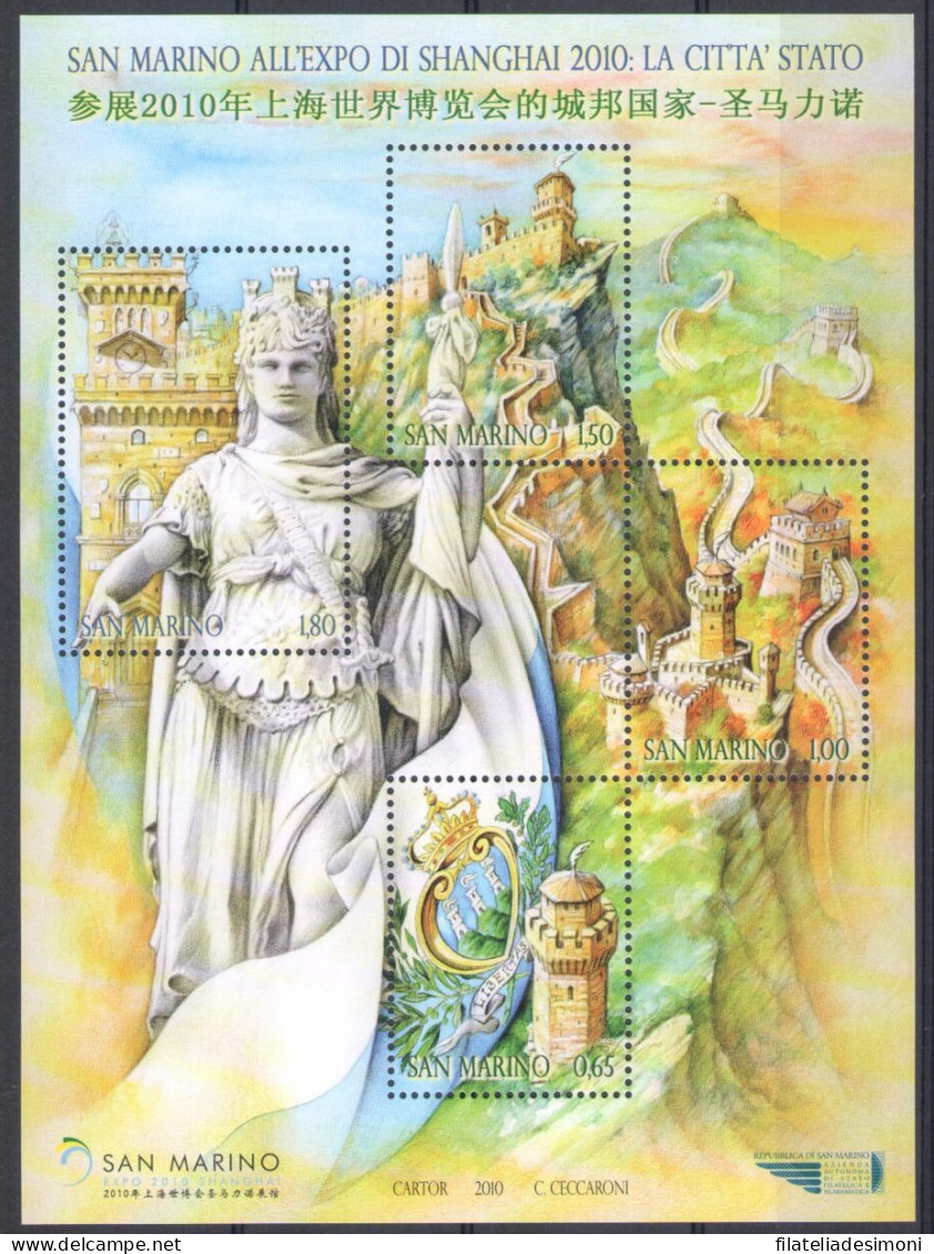 2010 San Marino, Expo Shanghai, 4 Valori, BF 104, MNH** - Blocchi & Foglietti