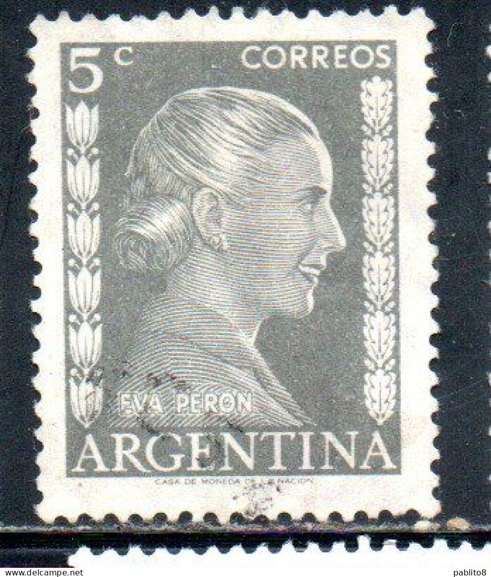 ARGENTINA 1952 EVA PERON 5c USED USADO OBLITERE' - Gebraucht