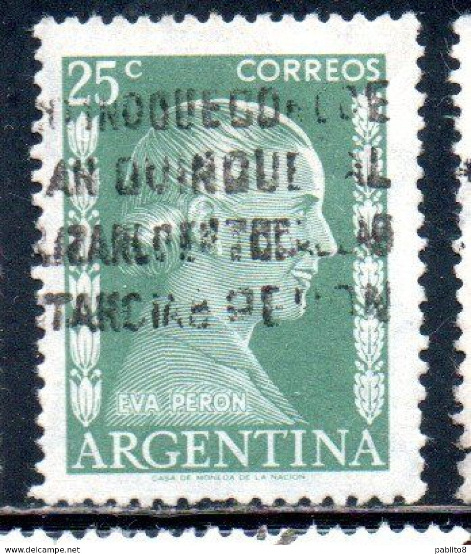 ARGENTINA 1952 EVA PERON 25c USED USADO OBLITERE' - Oblitérés