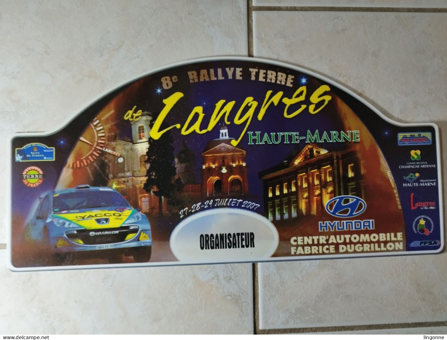 2007 Plaque De Rallye - 8e RALLYE TERRE De LANGRES HAUTE-MARNE 52 ORGANISATEUR Sport Automobile - Rally-affiches