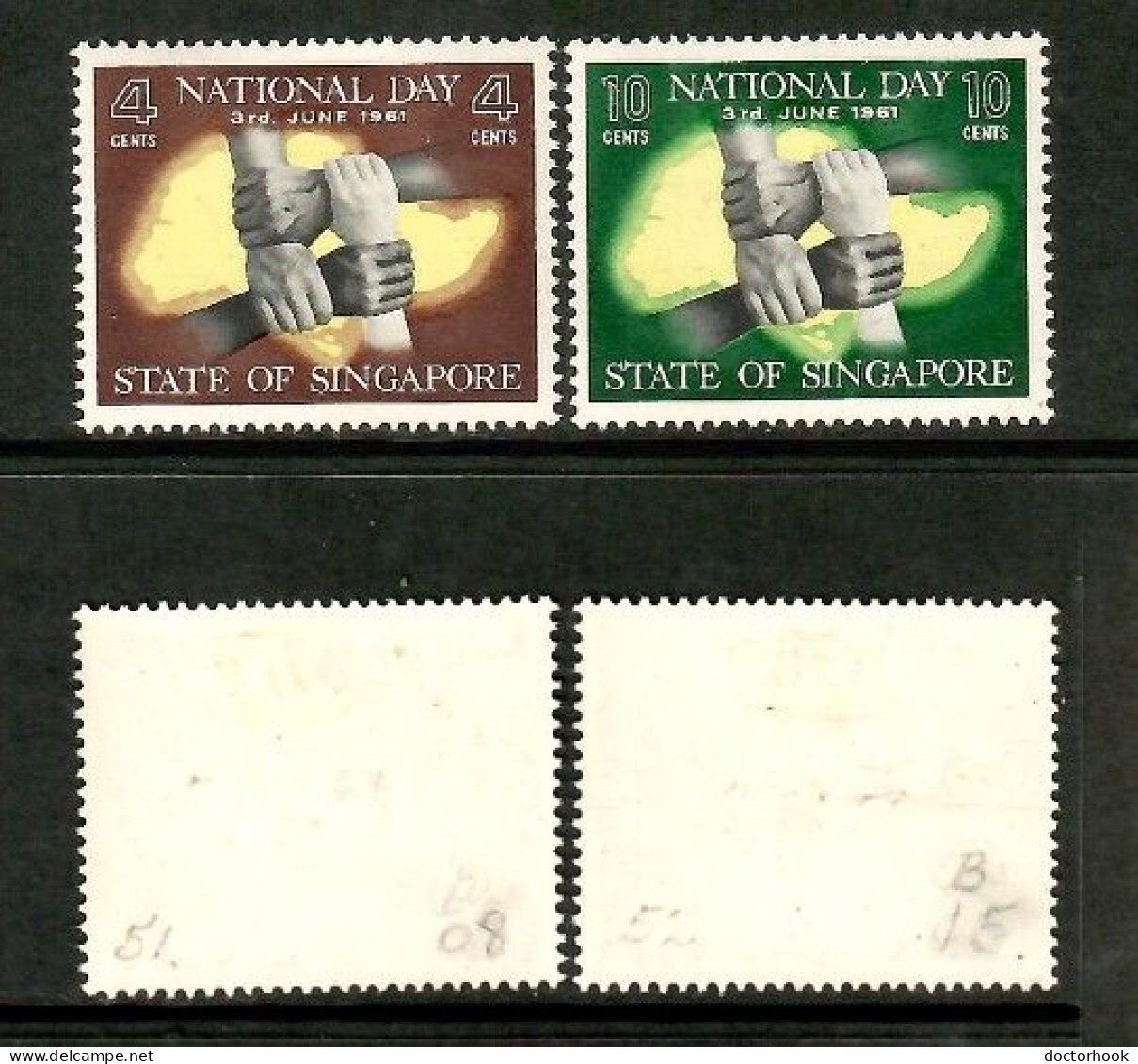 SINGAPORE    Scott # 51-2* MINT LH (CONDITION PER SCAN) (Stamp Scan # 1041-2) - Singapur (1959-...)