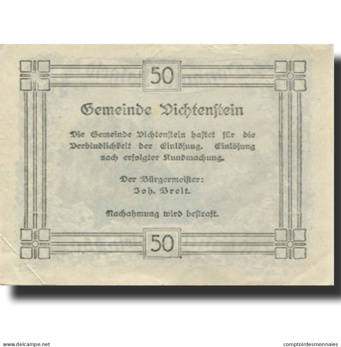 Billet, Autriche, Dichtenstein, 50 Heller, Château, SPL, Mehl:FS 127f - Oostenrijk