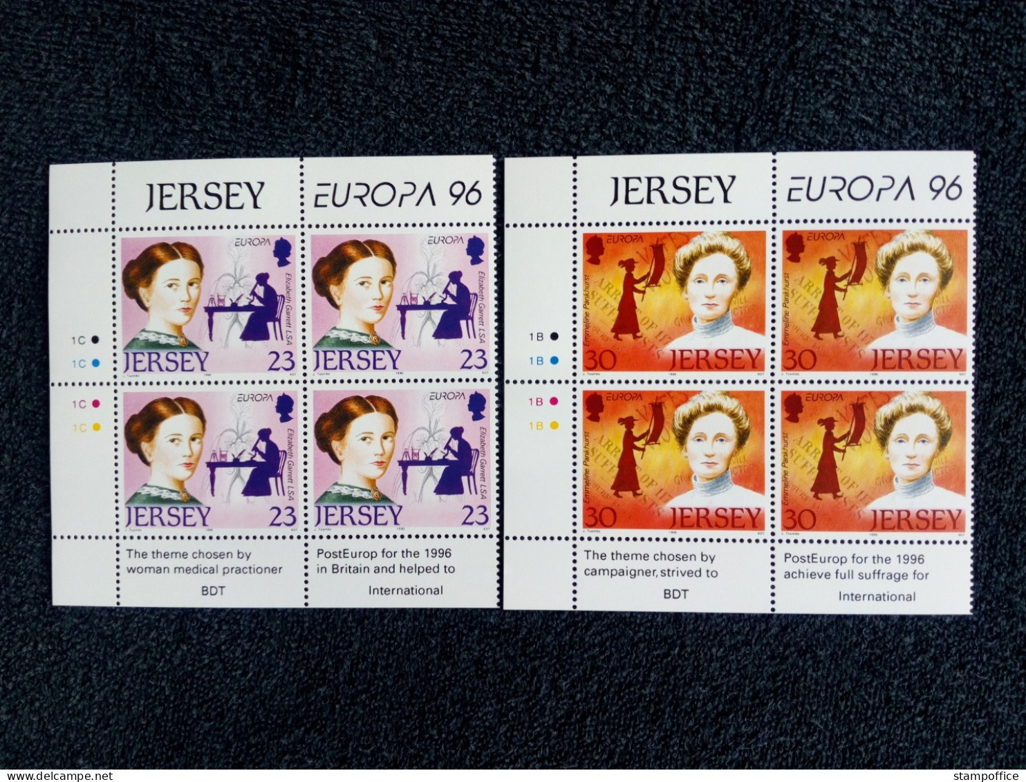 JERSEY MI-NR. 735-736 POSTFRISCH(MINT) 4er BLOCK EUROPA 1996 BERÜHMTE FRAUEN ANDERSON PANKHURST - 1996