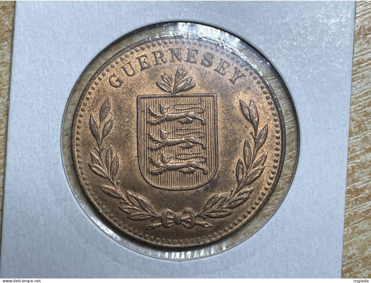 1920 H Guernsey 8 Doubles Coin Coin, Mint State With Some Original Lustre - Kanaaleilanden