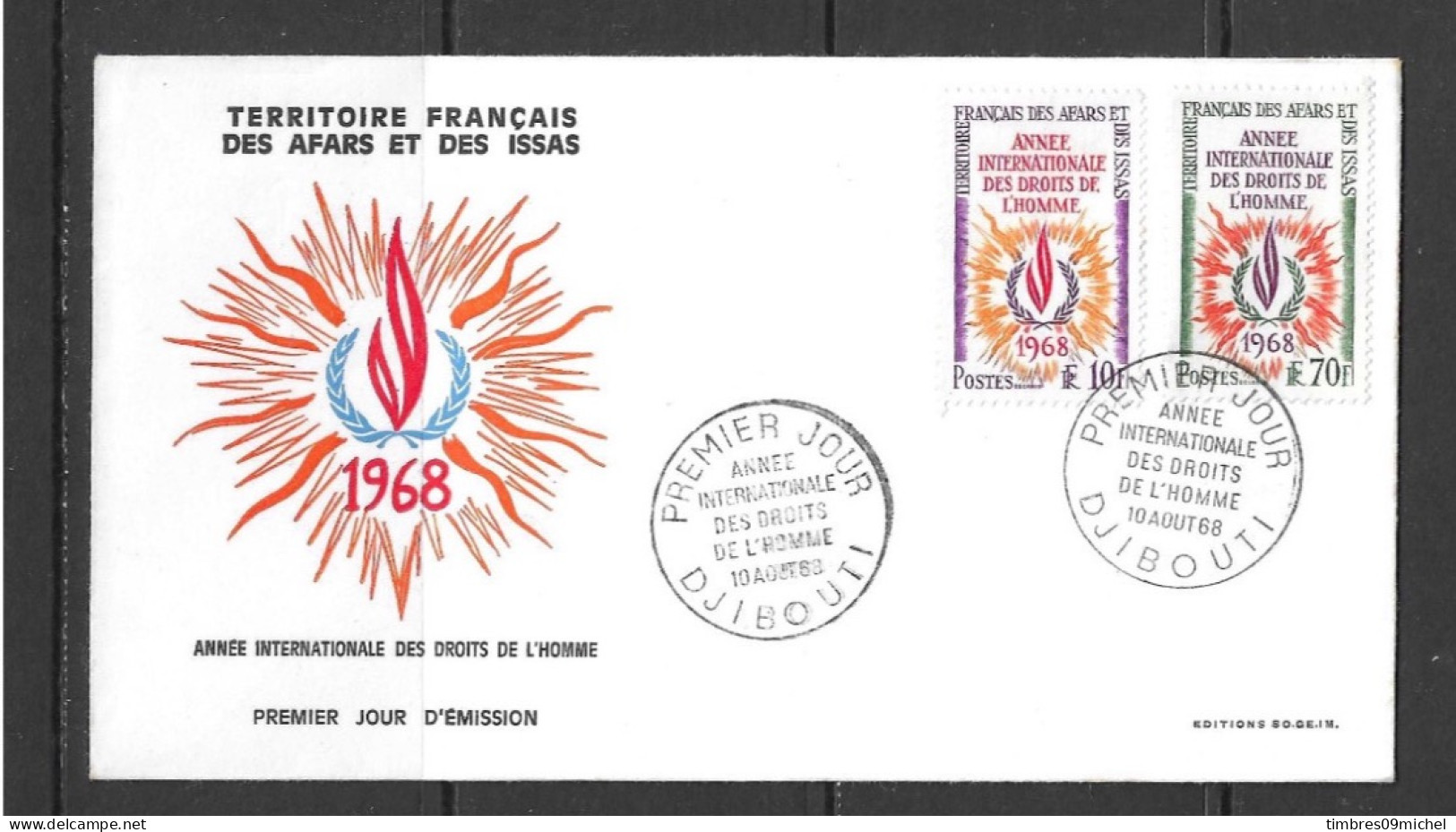 Afars Et Issas FDC Premier Jour Année 1968 - Covers & Documents