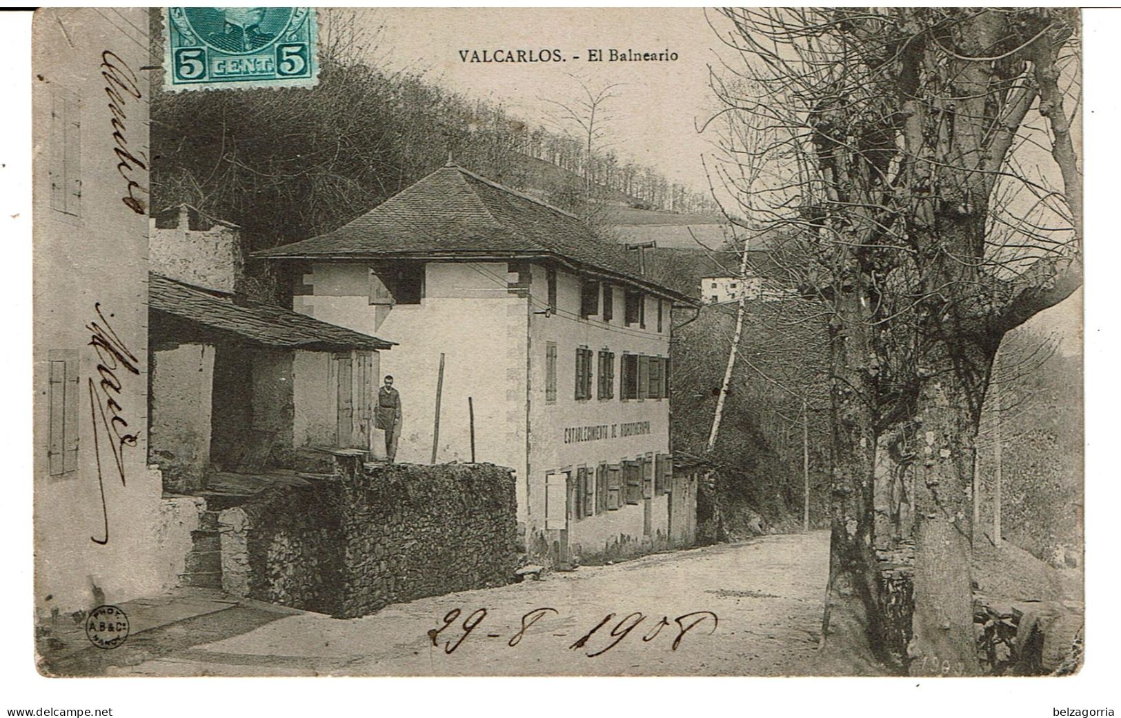 VALCARLOS  ( Espagne )  -  El Balneario  (  Cachet Publicitaire Hôtel Fonda - Marcelino MARTIN ) - Navarra (Pamplona)