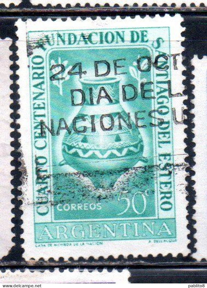 ARGENTINA 1953 FOUNDING OF SANTIAGO DEL ESTERO INDIAN FUNERAL URN 50c USED USADO OBLITERE' - Usati