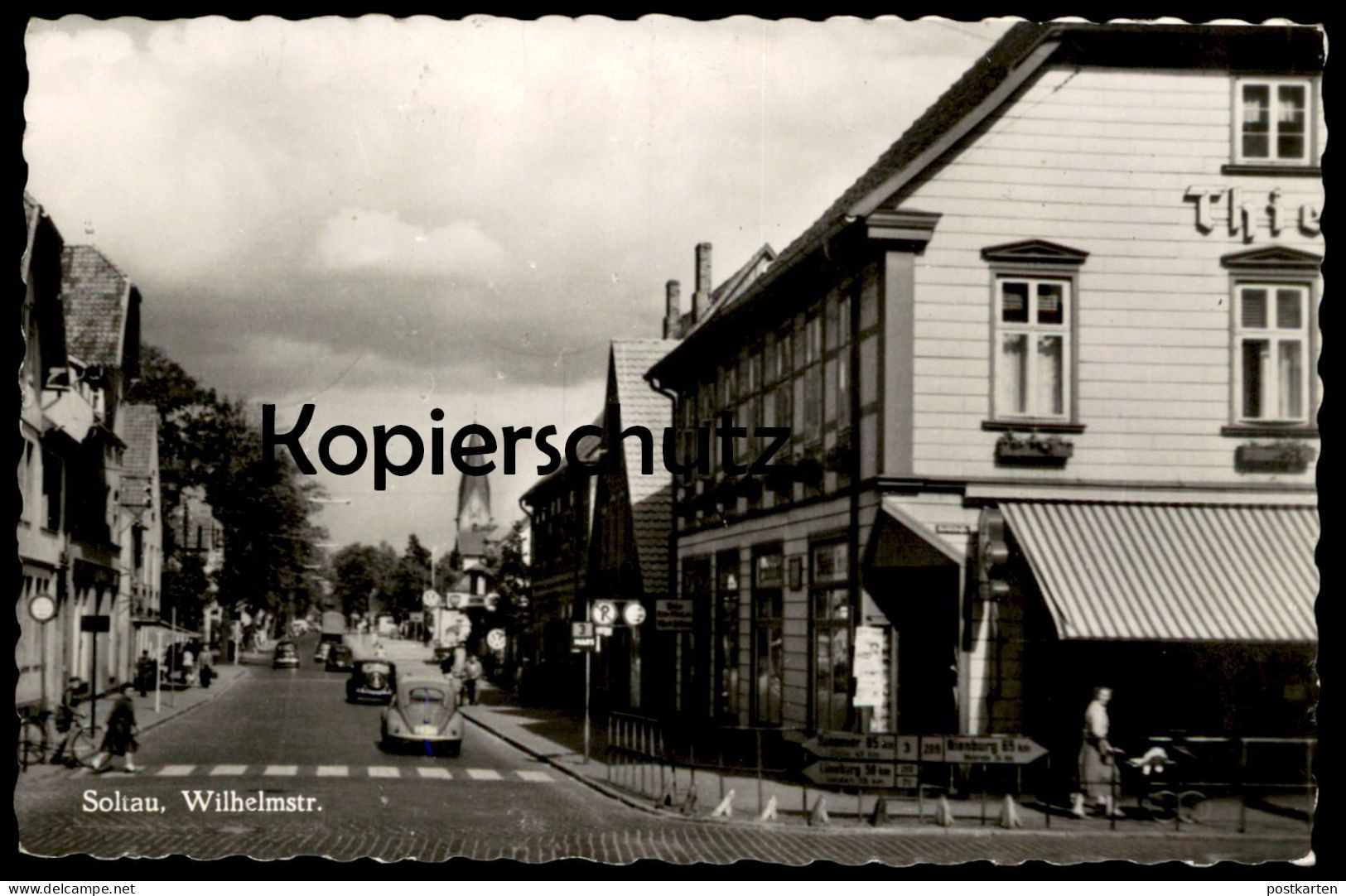 ÄLTERE POSTKARTE SOLTAU WILHELMSTRASSE VW HÄNDLER WERKSTATT VOLKSWAGEN ZEICHEN KÄFER Ansichtskarte Postcard AK Cpa - Soltau