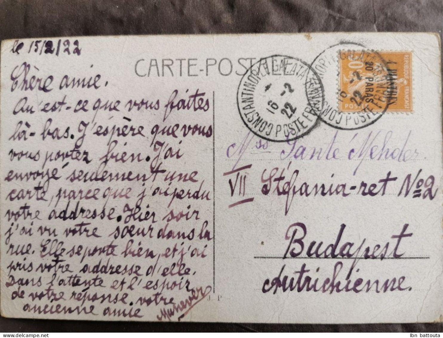1921, CPA Affranchie De Semeuse Surchargé - Brieven En Documenten