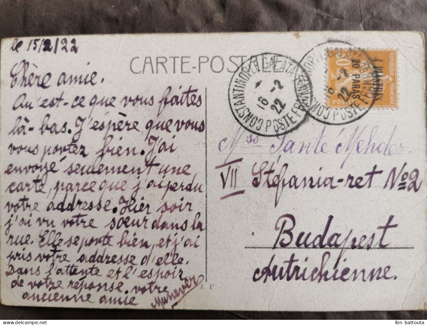 1921, CPA Affranchie De Semeuse Surchargé - Storia Postale