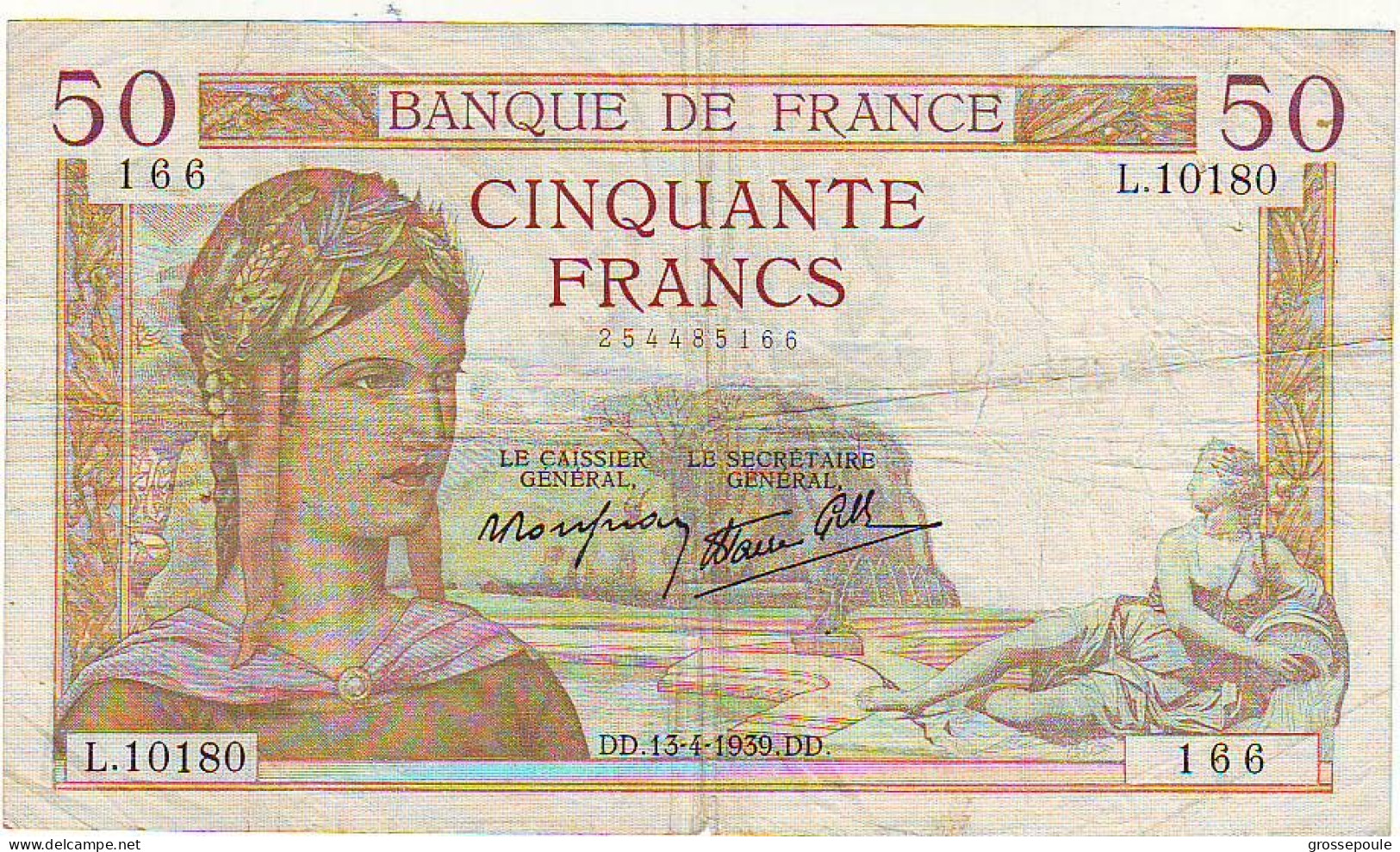 BILLET 50 FRANCS CERES Du 13 Avril 1939 - TTB - 50 F 1934-1940 ''Cérès''