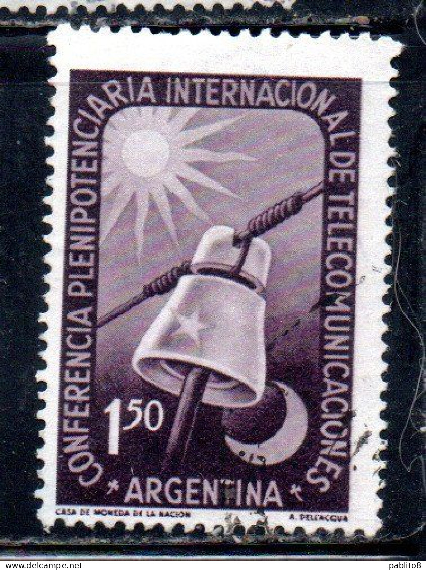 ARGENTINA 1954 INTERNATIONAL PLENIPOTENTIARY CONFERENCE OF TELECOMMUNICATIONS WIRED COMMUNICATIONS 1.50p USED USADO - Usados