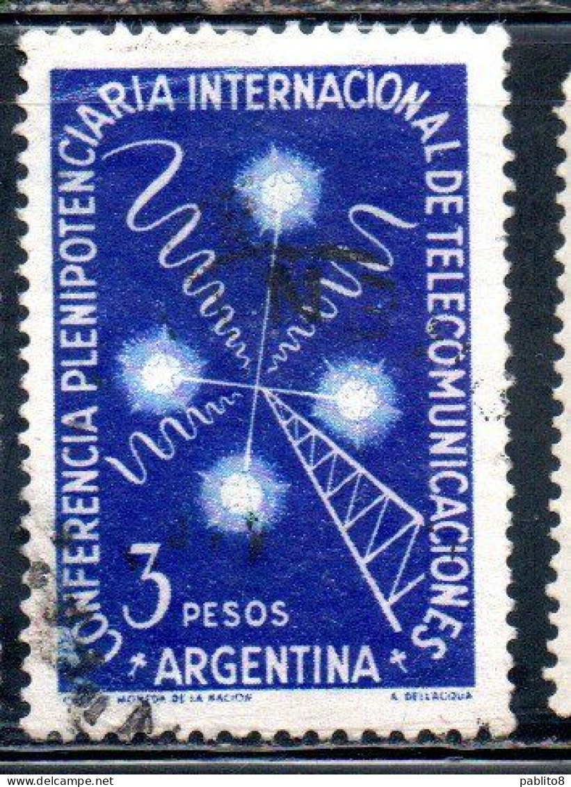 ARGENTINA 1954 INTERNATIONAL PLENIPOTENTIARY CONFERENCE OF TELECOMMUNICATIONS RADIO 3p USED USADO - Usati