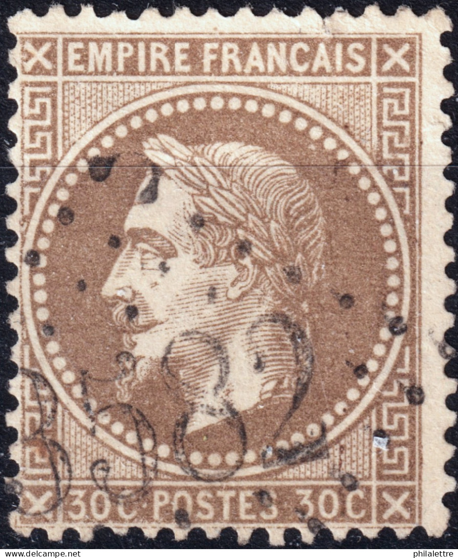 FRANCE - 1867 Yv.30a 30c Brun Clair Empire Lauré Oblitéré GC3582 De St-ÉTIENNE-DE-MONTLUC (Loire-Inférieure) - B - 1863-1870 Napoléon III. Laure