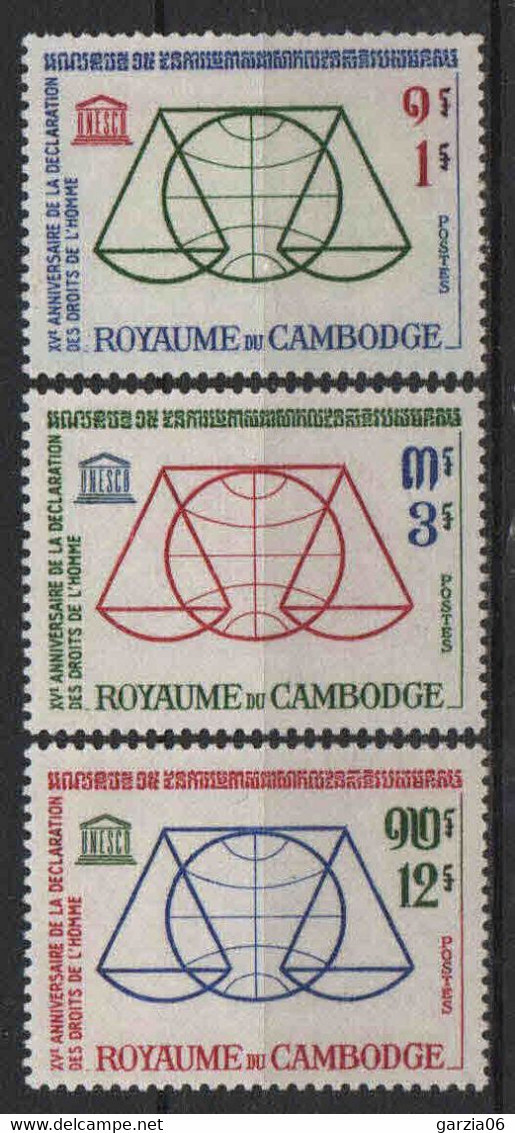 Cambodge - 1963  - Droits De L' Homme  - N° 141 à 143  -  Neufs ** -  MNH - Kambodscha