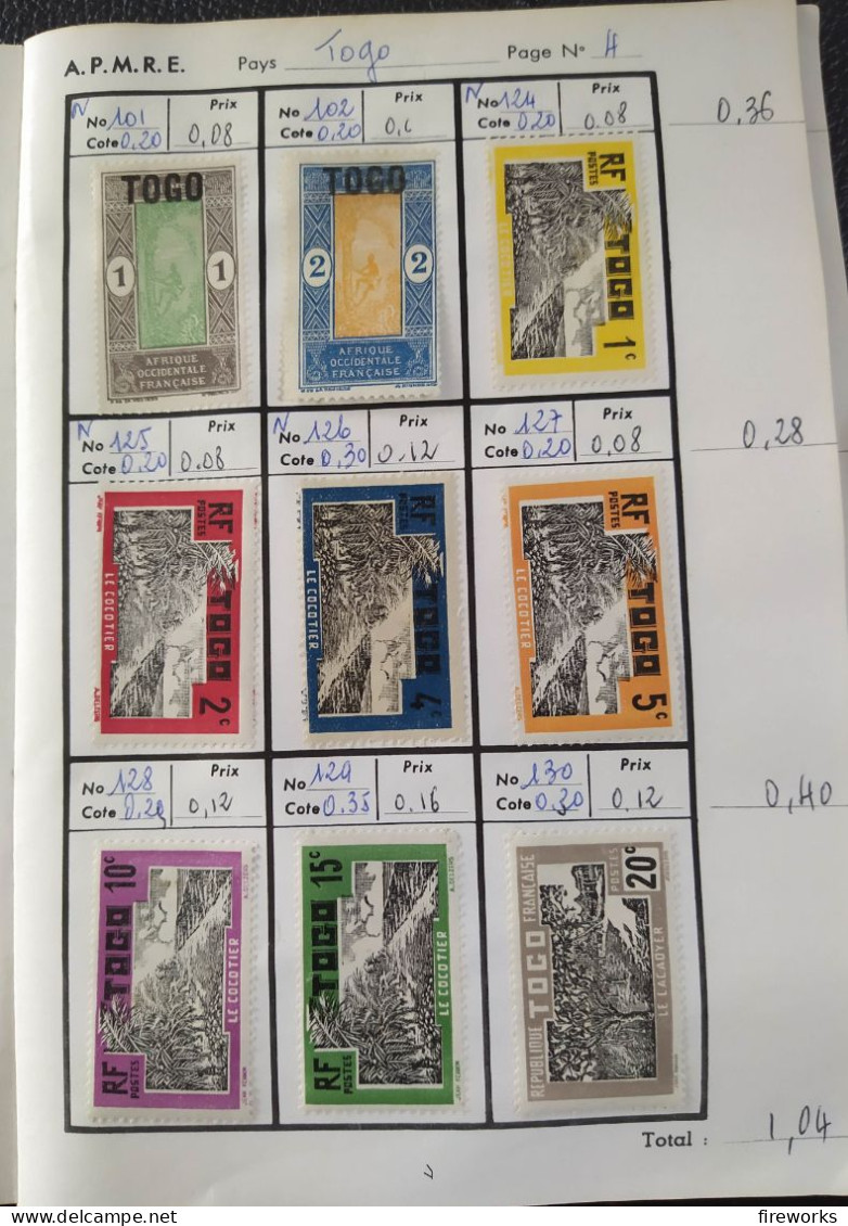 108 Timbres Colonies Françaises (Cameroun - Togo - Mauritanie - Côte D'Ivoire) - Oblitérés