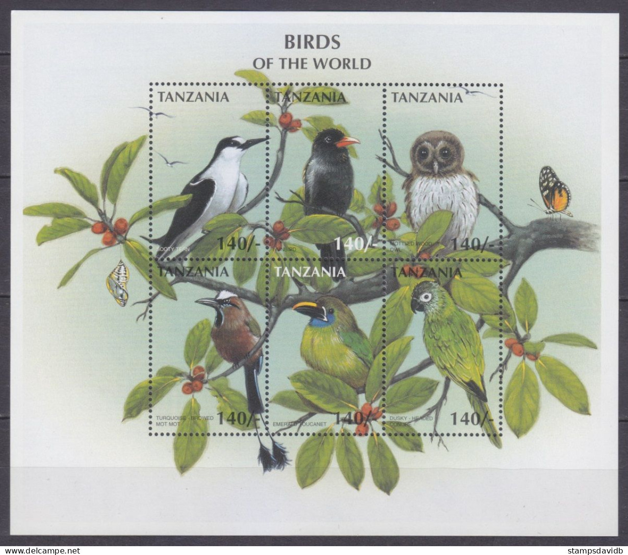 1997 Tanzania 2633-2638KL Birds - Hiboux & Chouettes