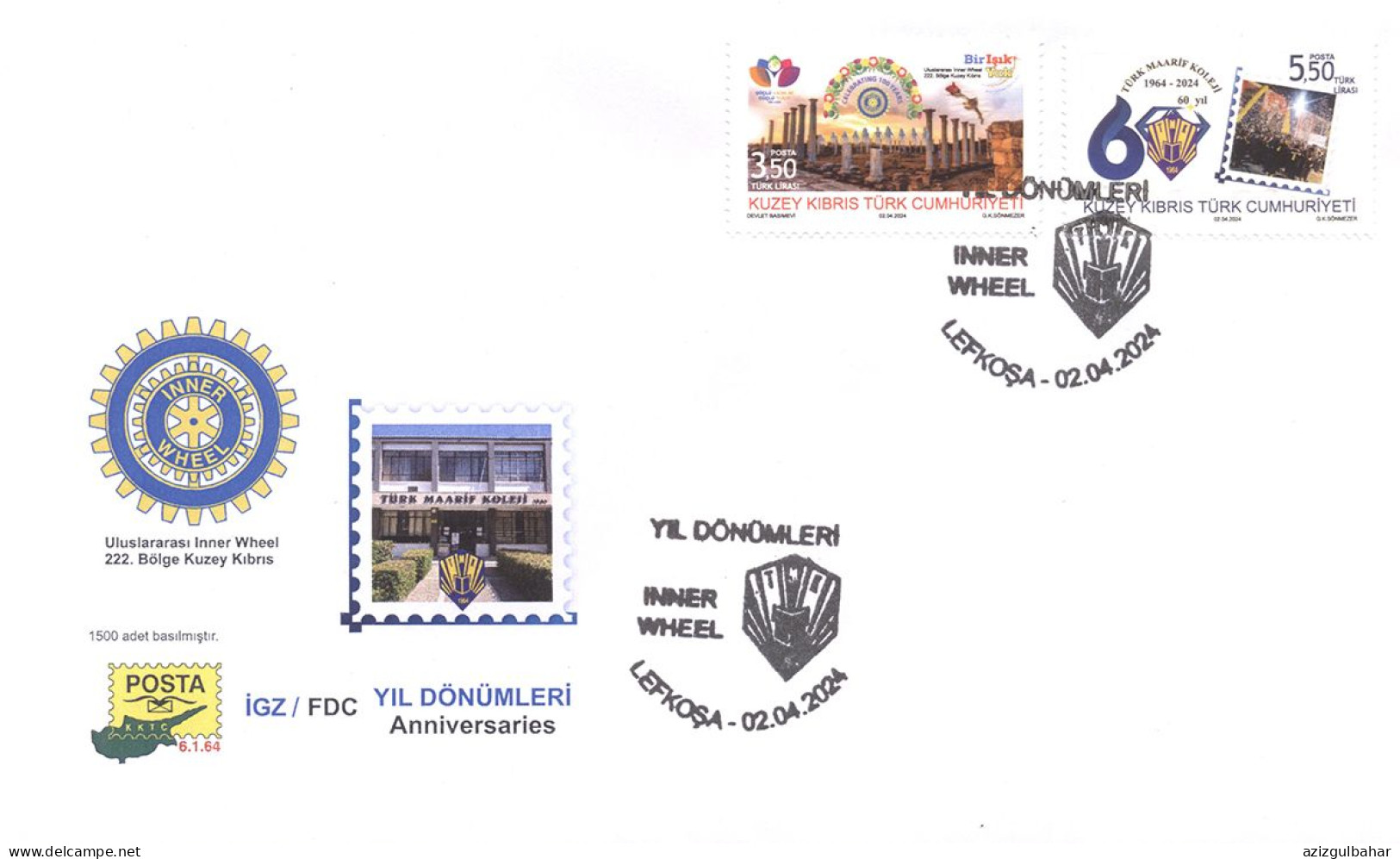 2024 - ANNIVERSARIES - INNER WHEEL AND TMK SCHOOL - FDC - Covers & Documents