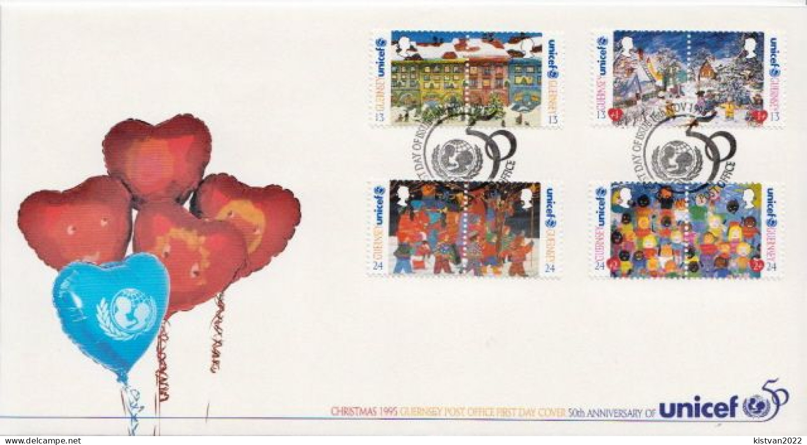 Guernsey Set On FDC - UNICEF