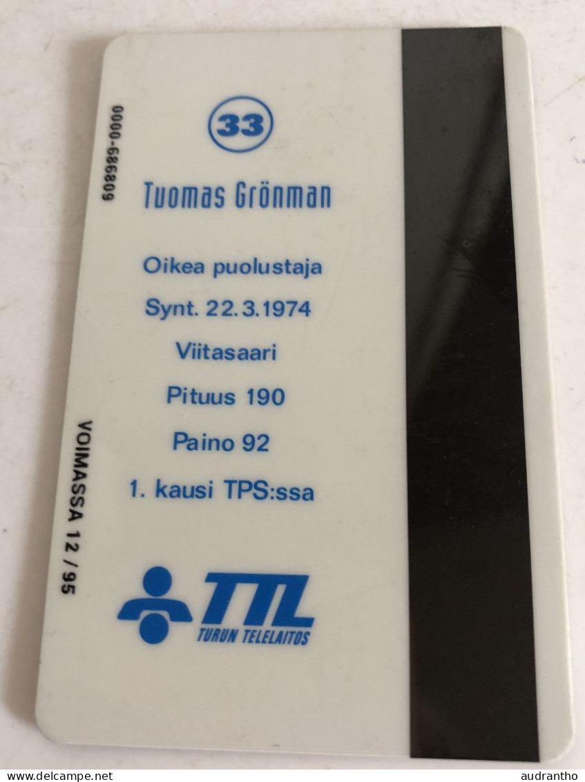 Ancienne Carte Téléphonique De 1995 Tuomas Gronman Joueur De Hockey Sur Glace Finlande - Deportes