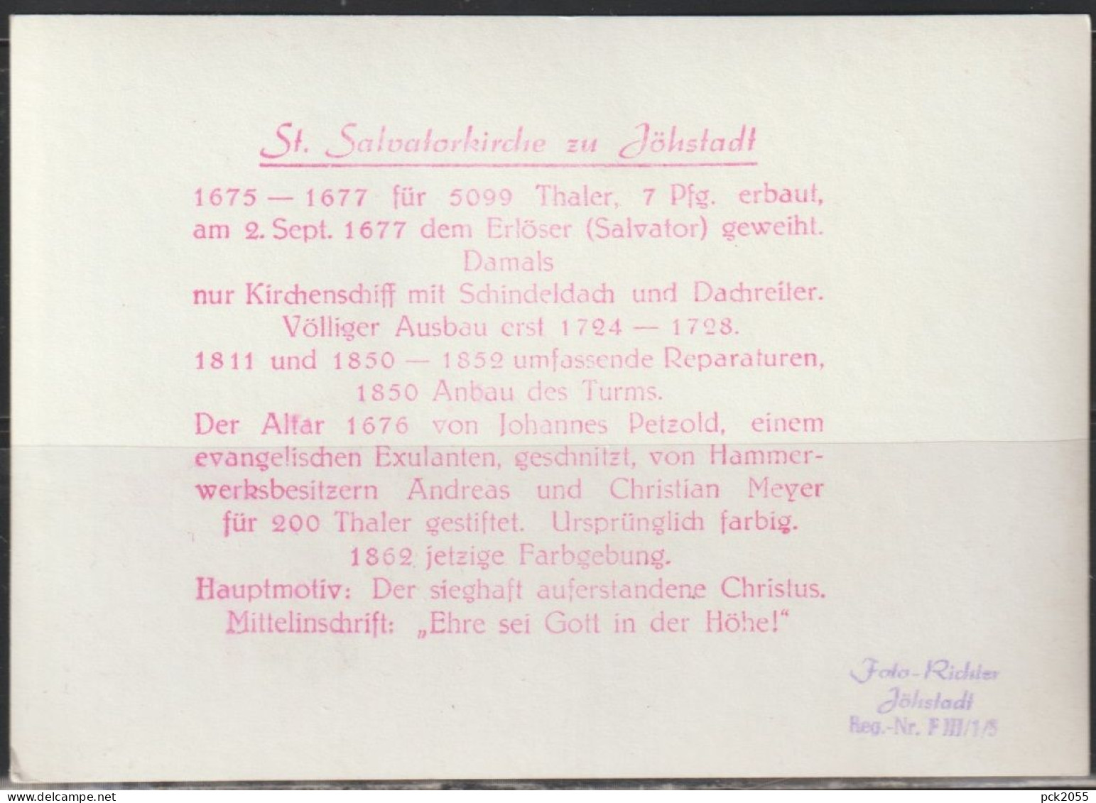 FOTOKARTE - JÖHSTADT - St. Salvatorkirche  ( AK 4881) Günstige Versandkosten - Jöhstadt