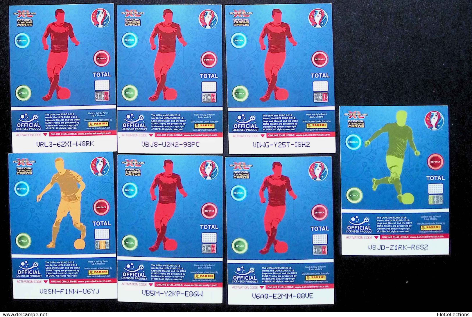 Trading Cards, Carte De Collection, Sports, Football, UEFA And EURO 2016, Panini, LOT DE 7 TRADIND CARDS - Trading Cards