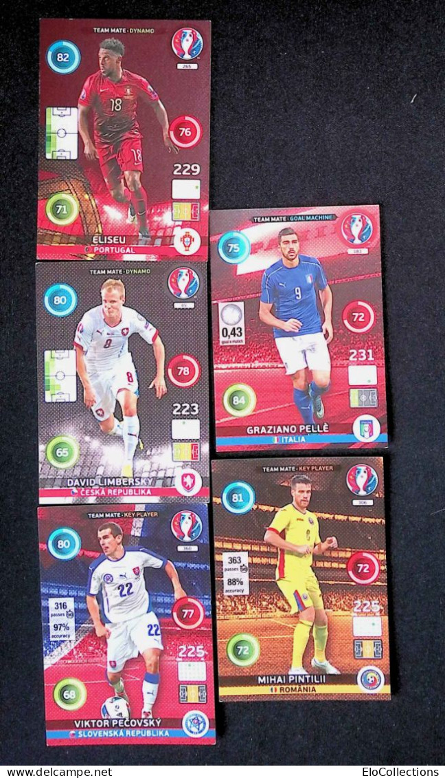 Trading Cards, Carte De Collection, Sports, Football, UEFA And EURO 2016, Panini, LOT DE 5 TRADIND CARDS - Trading-Karten