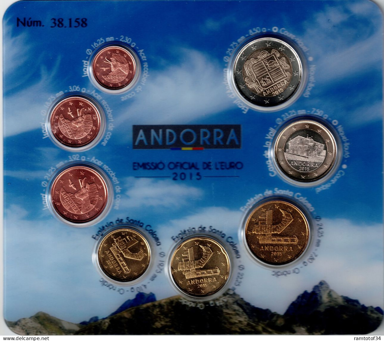 2015 ANDORRE - Coffret BU (8 Pièces) Série Monnaies Euro Andorra - Andorra